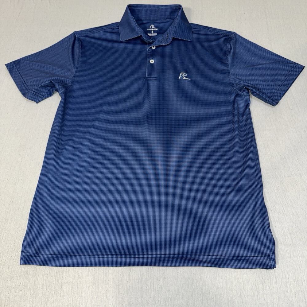 Rhoback Mens Performance Polo Shirt Navy Blue Short Sleeve Golf Top Small EUC